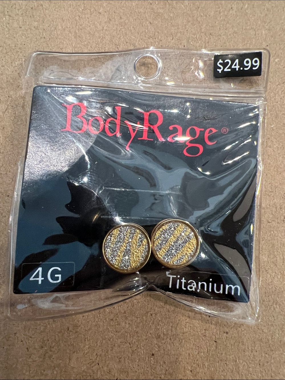 Body Rage Yellow Zebra Cuff Links - Metallic Silver Accent